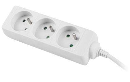 Разклонител Lanberg power strip 3m, 3 sockets, french quality-grade copper cable, white