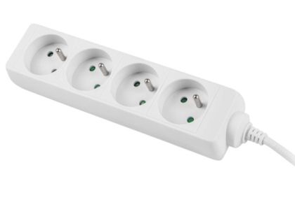 Разклонител Lanberg power strip 1.5m, 4 sockets, french quality-grade copper cable, white