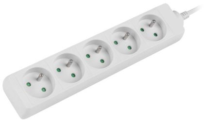 Разклонител Lanberg power strip 1.5m, 5 sockets, french quality-grade copper cable, white
