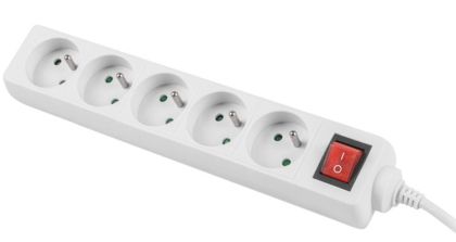 Разклонител Lanberg power strip 3m, 5 sockets, french with circuit breaker quality-grade copper cable, white