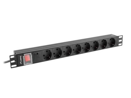 Разклонител Lanberg power distribution unit (pdu) 19" 1U 16a 2m 8x schuko outlets black