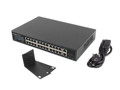 Комутатор Lanberg switch 24x 1GB poe+/2x GB 2x sfp rack 19" gigabit ethernet 250w
