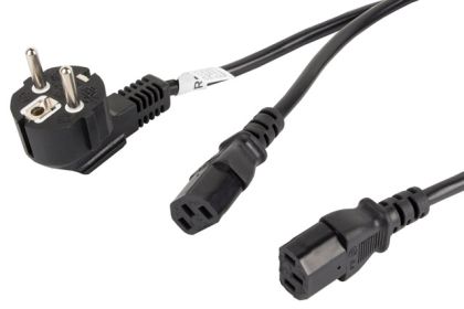 Кабел Lanberg CEE 7/7 -> 2X IEC 320 C13 power cord 2m VDE, black