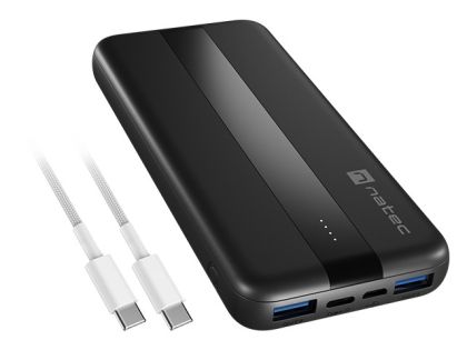 Зарядно устройство Natec Powerbank Trevi Slim Q V2 10000MAh 2X USB-A 18W + 1X USB-C 20W + USB-C - USB0-C CABLE