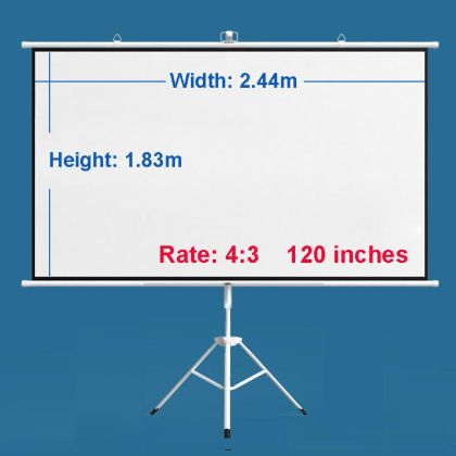 Екран на стойка  ESTILLO 244 х 183 см,120", бял, с черна рамка, 4:3, 11 кг