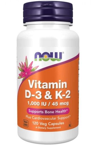 Now Foods NOW Витамин D 3 1000 IU & K2 45 мкг 120 Vcaps