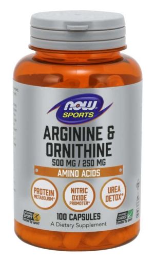 Now Foods NOW Sports Arginine & Ornithine 500/250 мг 100 Капсули