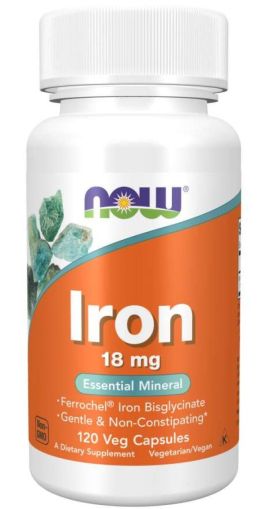 Now Foods Now Iron 18 мг Ferrochel 120 Капсули