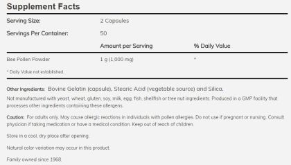 Now Foods NOW Bee Pollen 500 мг 250 Capsules