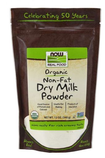 Now Foods NOW Organic Dry Milk With Protein & Calcium NON FAT 341 Grams