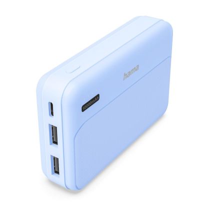 HAMA Външна батерия "Pocket 10", 10000 mAh, Изходи: 2x USB-A, син