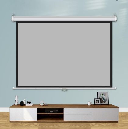 Estillo Екран за стена 240x240 см, бял, черна рамка, 11кг