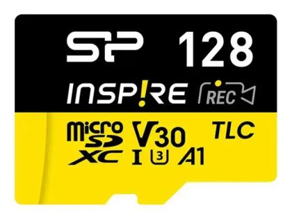 Карта памет Silicon Power microSDXC Inspire 128GB, Class 10, UHS-I U3, V30, A1, A2 с адаптер SD