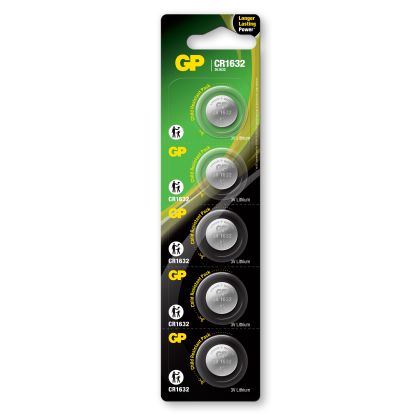 Батерия литиева CR1632 3V  GP BATTERIES, 5 бр. блистер /цена за 1 бр. батерия/