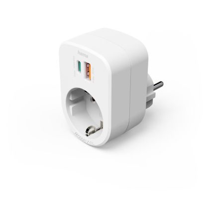 HAMA 3-мултипортов контакт, 1 x USB-C PD, 1 x USB-A, 1 x Шуко контакт, 30W PD
