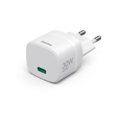 HAMA Зарядно устройство, 30 W, GaN, USB-C, PD/Qualcomm®, Zero Standby, бяло