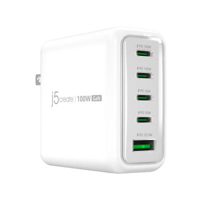 Мрежово зарядно JUP53100 100W GaN, 5 порта, USB-C, USB-A