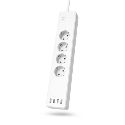 HAMA Смарт разклонител Wi-Fi  2.4Ghz, 4 гнезда, 4xUSB, 1.7 m, бял
