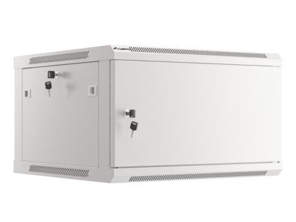 Комуникационен шкаф Lanberg rack cabinet 19" wall-mount 6U/600x600 for self-assembly with metal door grey (flat pack)