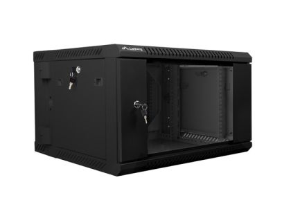 Комуникационен шкаф Lanberg rack cabinet 19" double-section wall-mount 6U / 600x600 for self-assembly (flat pack), black