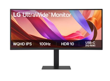 Монитор LG 34U650A-B, 34" UltraWide  21:9, IPS, Curved, 100 Hz, 5ms, 1000:1, 300cd/m2, WQHD 3440x 1440, sRGB 99%, HDR 10, HDMI, DisplayPort, USB-C, PD- 96 W, DP, Reader mode, Dynamic Action Sync, PIP, PBP, Tilt, Height (Range), Pivot, Speacers 2x7W, LG Sw