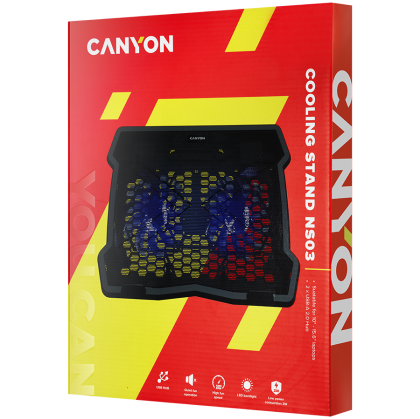 Охлаждаща поставка за лаптоп Canyon OnCool до 15.6" 2x125mm 2xUSB (CNE-HNS03)