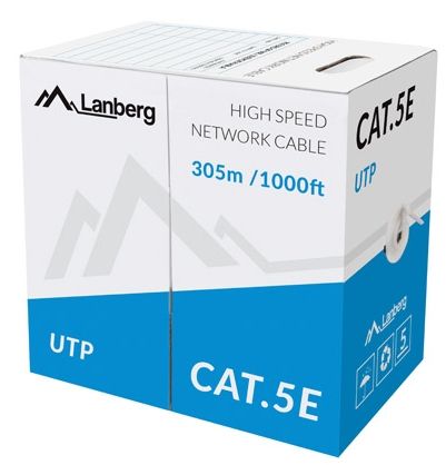 Кабел Lanberg LAN cable UTP CAT.5E 305m solid CCA, grey