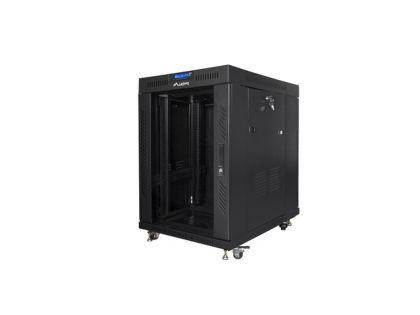 Комуникационен шкаф Lanberg rack cabinet 19" free-standing 15U/800x1000 (flat pack) with glass door lcd black v2