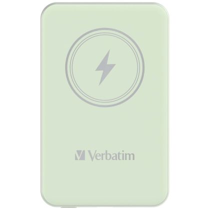 Външна батерия Verbatim MCP-5GN Power Pack 5000 mAh with UBS-C PD 20W / Magnetic Wireless Charging 15W Green