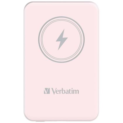 Външна батерия Verbatim MCP-5PK Power Pack 5000 mAh with UBS-C PD 20W / Magnetic Wireless Charging 15W Pink