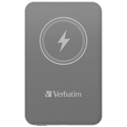 Външна батерия Verbatim MCP-5GY Power Pack 5000 mAh with UBS-C PD 20W / Magnetic Wireless Charging 15W Grey