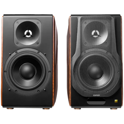 Edifier S3000MKII Active Bookshelf Speakers (2.0), Bluetooth V5.0, Balanced XLR, Optical, Coaxial, USB and Line inputs, Planar magnetic tweeters aluminum diaphragm bass drivers, 256W (RMS), Control knobs, Remote, Brown