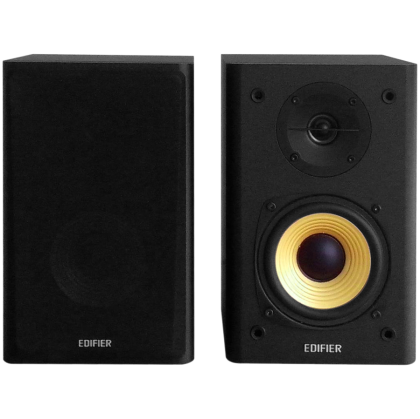 Edifier R1000T4 2.0 Bookshelf Speakers, RCA, 0.5-inch Tweeters, 4-inch Drivers, 24W (RMS), Control Buttons, Black