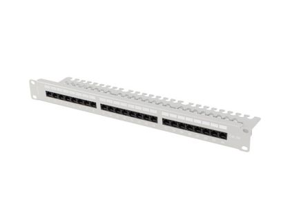 Пач панел Lanberg patch panel 24 port 1U 19" CAT.6a utp with cable organizer grey