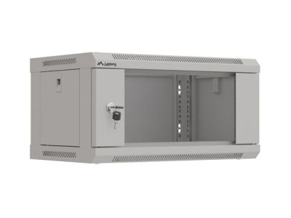 Комуникационен шкаф Lanberg rack cabinet 19" wall-mount 4U/540x350 (flat pack) with glass door grey