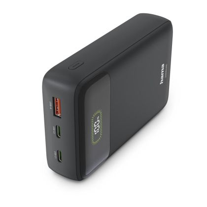 HAMA Външна батерия "PD20-W20", 20000 mAh, 3 изхода: 2 x USB-C, USB-A, Бързо зареждане