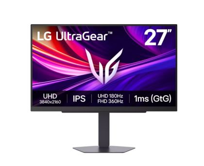 Монитор LG 27G810A-B, UltraGear 27" 4K IPS, 1ms (GtG), 1000:1, 400cd/m2, UHD 3840x2160, Dual-Mode (UHD 180Hz, FHD 360Hz), HDR 10, DCI-P3 95.0%, AMD FreeSync, G-SYNC Compatible, HDMI, DisplayPort, USB, Headphone Out, Reader mode, Tilt, Height Adjustable, P