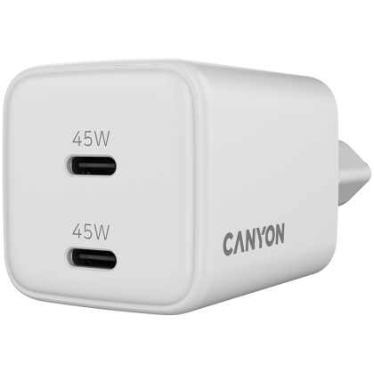 Зарядно устройство Canyon 45W GaN 2xUSB-C PD (CNS-CUW45CC)
