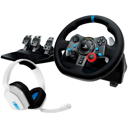 LOGITECH G29 Driving Force Racing Wheel for PS + Astro A10 - WHITE