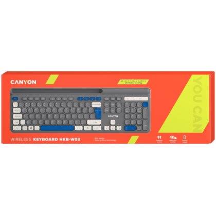 Клавиатура Canyon HKB-W03 Безжична Нископрофилна Сива (CNS-HKBW03DG)