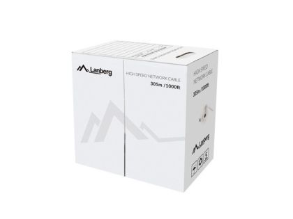 Кабел Lanberg LAN cable CAT.5E UTP 305m solid CU fluke passed, grey