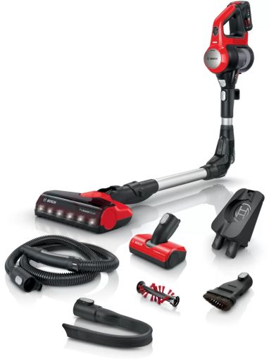 Прахосмукачка Bosch BBS711ANM, Cordless Handstick Vacuum Cleaner, Unlimited 7 ProAnimal, TurboSpin motor, 82 dB(A), 3.0 Ah battery, 18.0V, AllFloor ProAnimal Brush with LED, Red