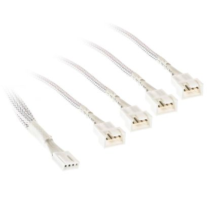 Кабел Kolink PWM 1-4 Сплитер - 35 cm, оплетен, Бял