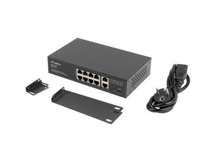 Комутатор Lanberg switch 8x 100mb poe+/2x 1GB unmanaged rack 10"/19" gigabit ethernet 120w