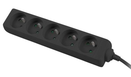 Разклонител Lanberg power strip 3m, 5 socket,s french quality-grade copper cable, black