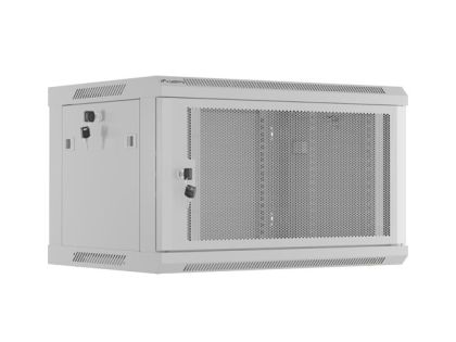 Комуникационен шкаф Lanberg rack cabinet 19" wall-mount 6U/600x450 with perforated door grey (flat pack)