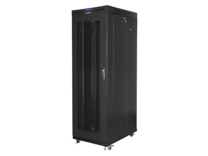 Комуникационен шкаф Lanberg rack cabinet 19" free-standing 27U/800x1200 (flat pack) with mesh door lcd black