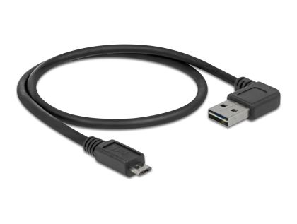 Кабел Delock EASY-USB 2.0 Type-A мъжко angled left / right > USB 2.0 Type Micro-B мъжко 0,5 m