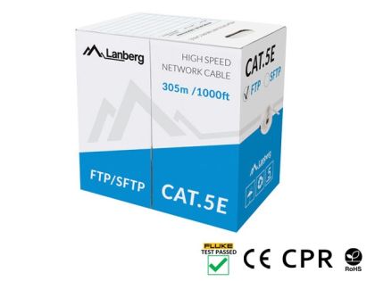 LAN кабел на макара Lanberg Cat.5e F/UTP 305m вътрешен (LCF5-11CU-0305-S)