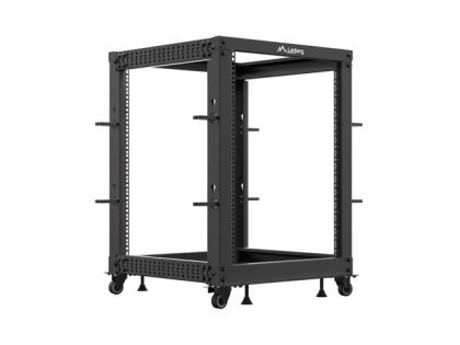 Комуникационен шкаф Lanberg open rack 19" 15U 600x600-1100 adjustable, black